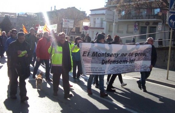 Una manifestació de la CSM en defensa del Montseny