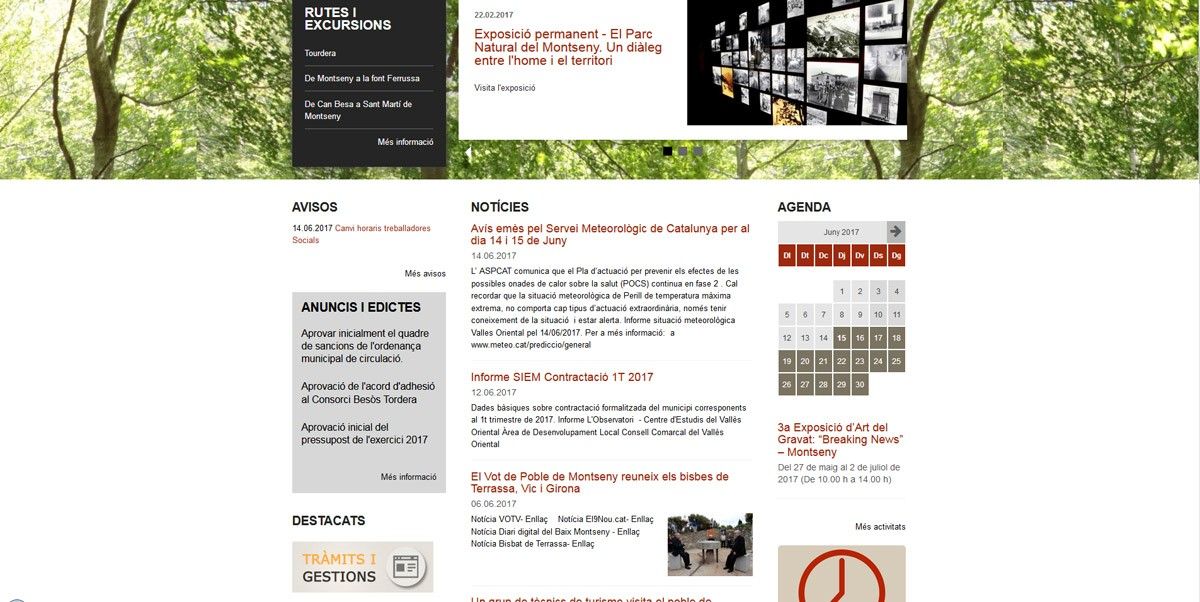 portada web municipal del municipi de  Montseny