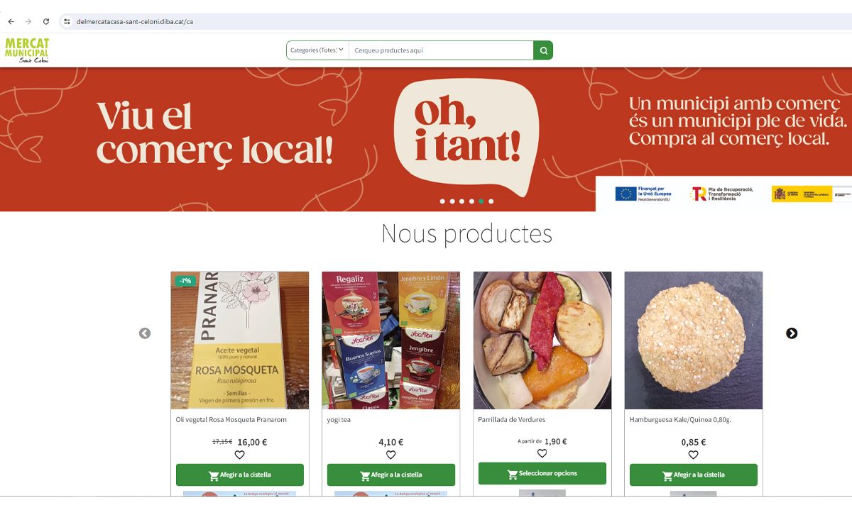 Pàgina web del marquet place del Mercat Municipal de Sant Celoni