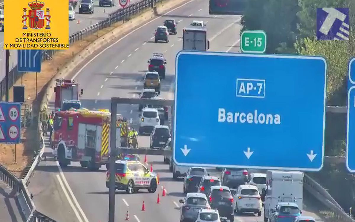 Les càmeres de l'AP-7 han captat l'accident a l'alçada de Cardedeu.