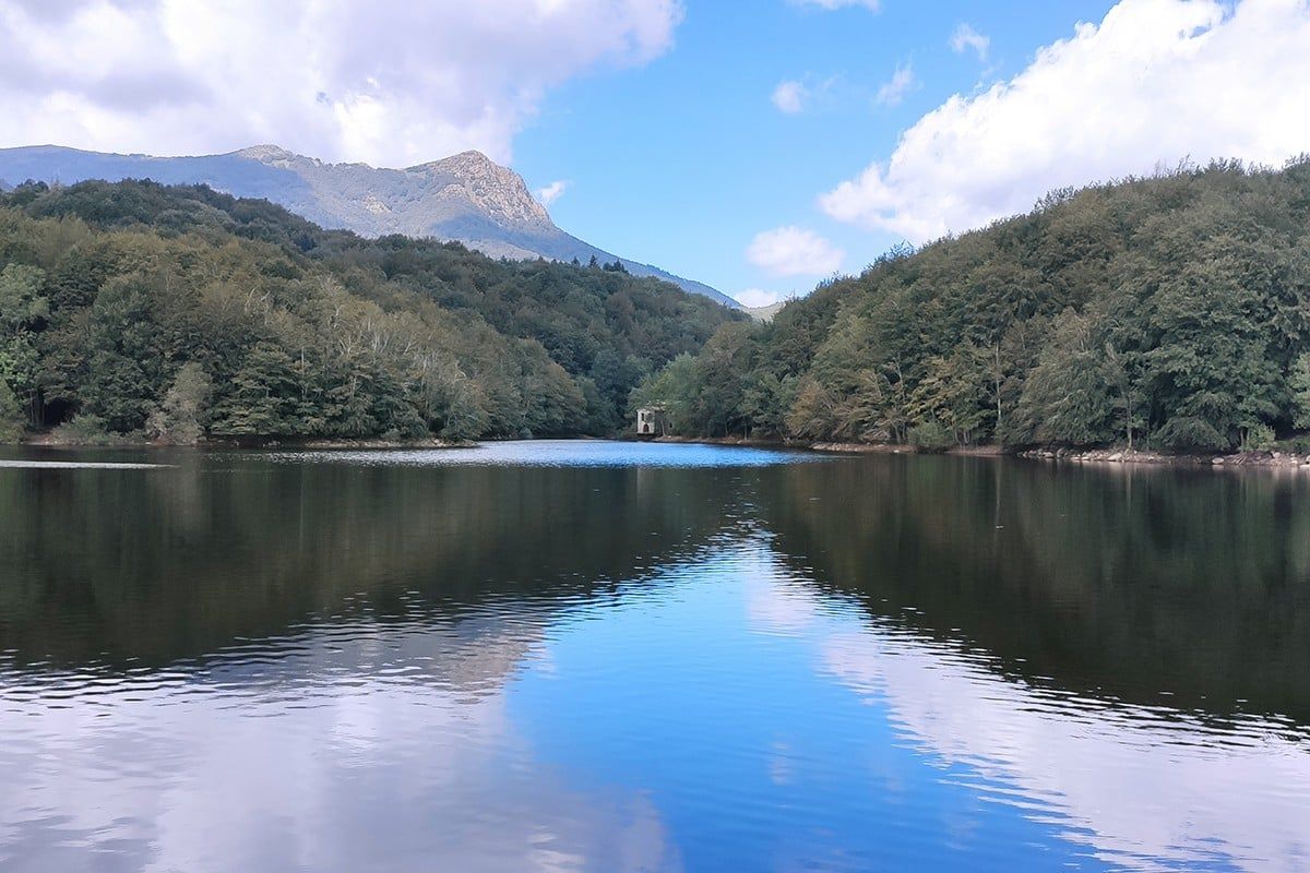 Una de les majors concentracions d'aigua del Montseny al pantà de Santa Fe.