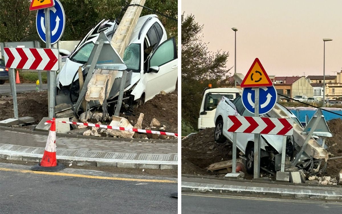 Accident a la rotonda en construcció a la carretera C-35 de Sant Celoni.