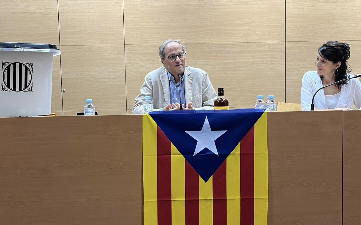 Quim Torra a Sant Celoni durant la xerrada «i falla la llengua, fallarà tot»