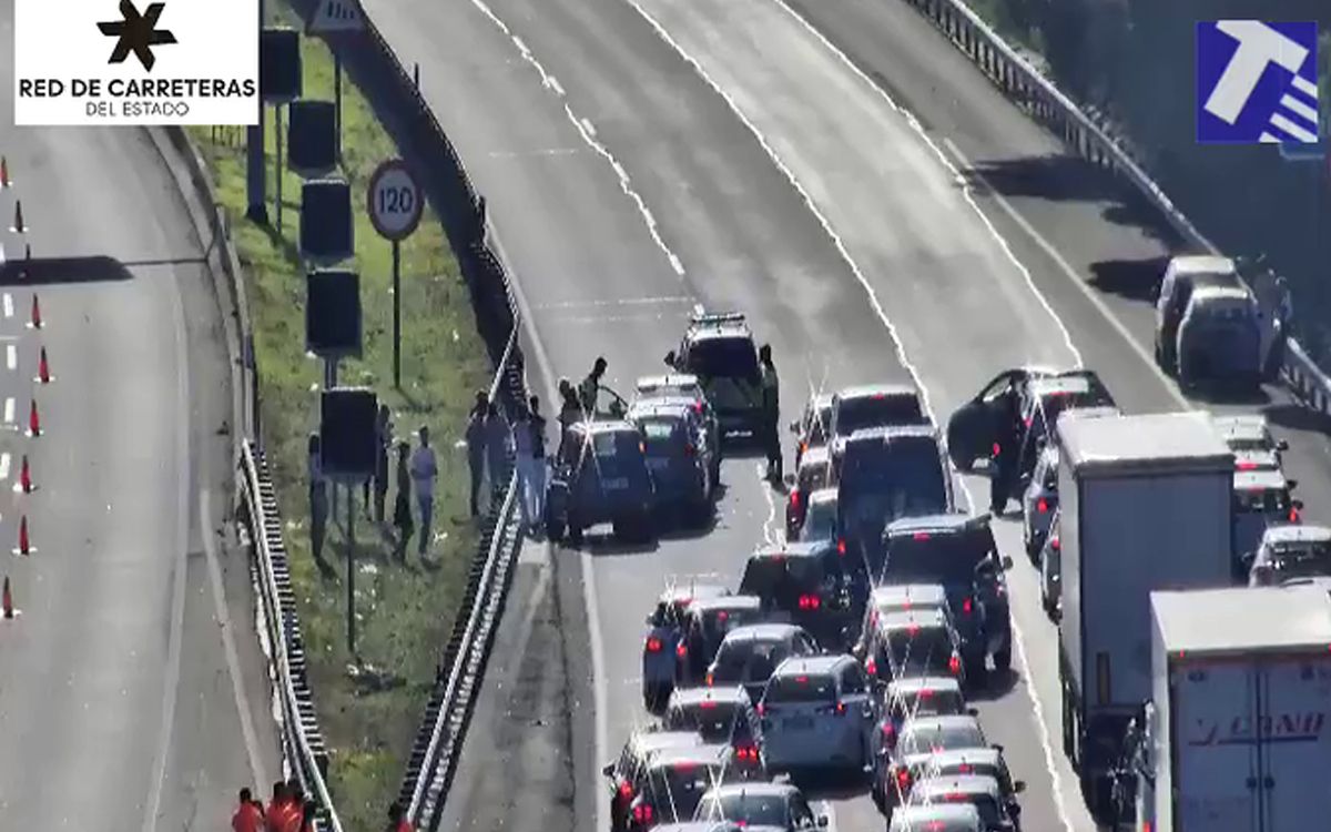 Punt de l'accident al  km 111,5 de l'autopista AP-7 a Sant Celoni