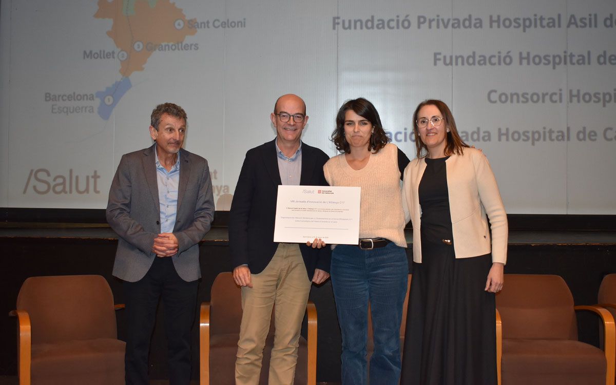 Guanyadors premi a la innovació Xarxa C17: Antoni Salas, Ignasi Carrasco, Anne Sophie Gresler i Olga Rubio.