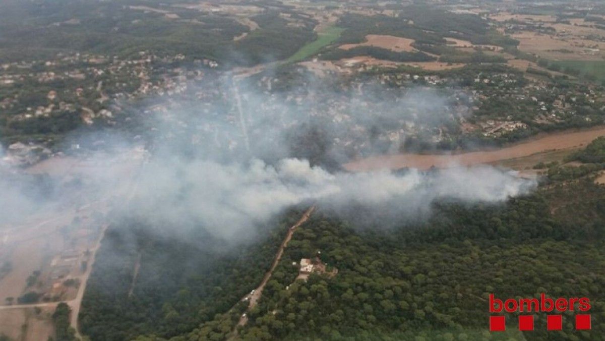 Vista aèria de la zona afectada per l'incendi a Sant Pere de Vilamajor