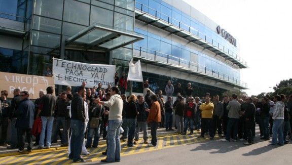Una protesta dels treballadors de Coperfil.