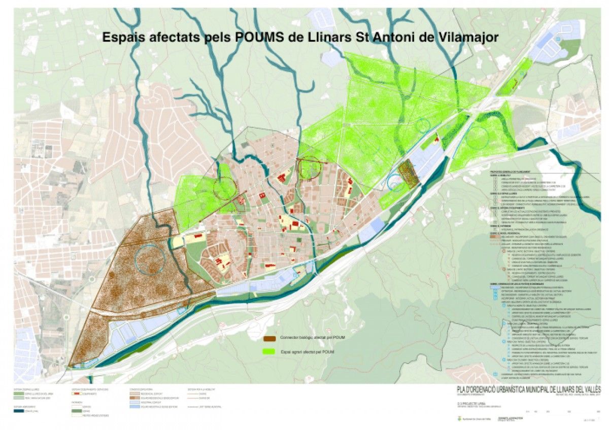 Mapa dels espais afectats pels POUMS de Llinars i Sant Antoni de Vilamajor