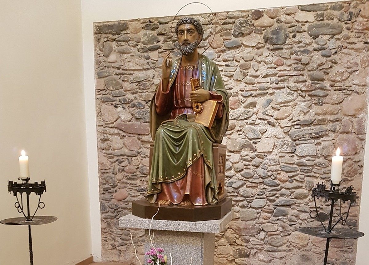 Imatge de Sant Pere restaurada a la parròquia de Sant Pere de Vuilamajor