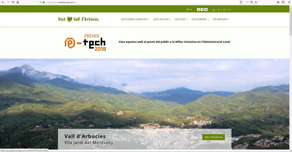Nova web de turisme l'Ajuntament d'Arbúcies
