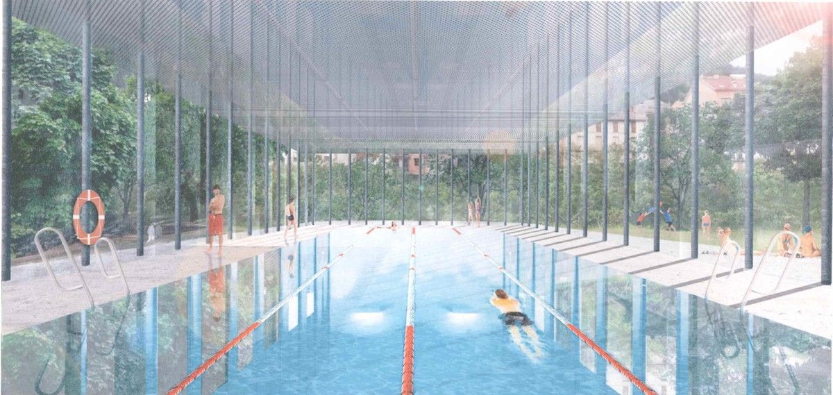 Maqueta de la futura piscina climatitzada de Can Delfí a Arbúcies