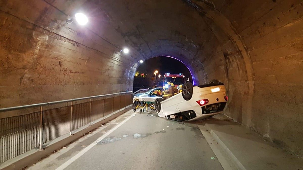 Accident  de trànsit dintre el túnel de la Porta de Ponent de Sant Celoni