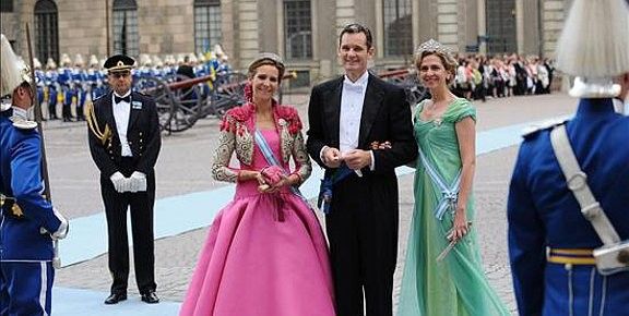 La infanta Helena, Iñaki Urdangarin i la infanta Cristina, al casament de la princesa Victòria de Suècia.