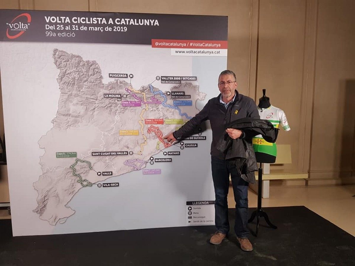 Joan Mora, alcalde de Vallgorguina a la presentació de la Volta Ciclista a Catalunya 2019