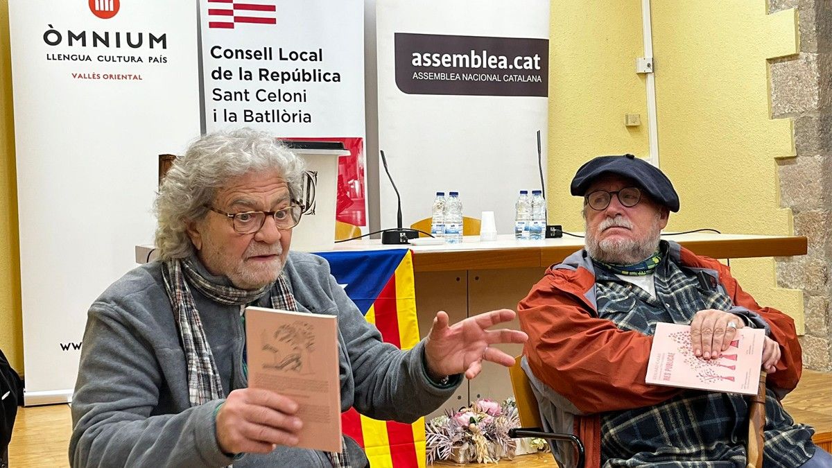 Eduard Casas, autor del llibre Res Republicae amb Martí Boada a la presentació de Sant Celoni
