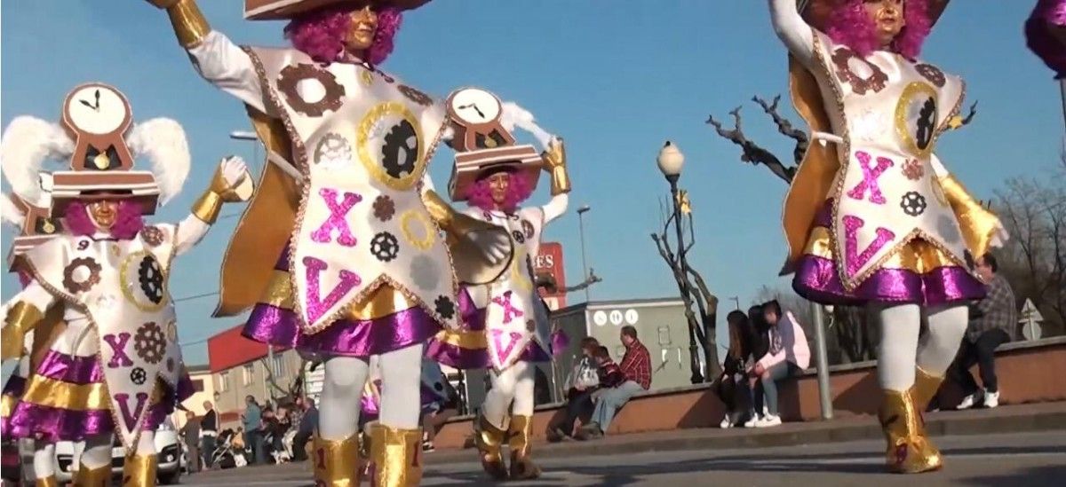Una de les comparses de la Rua de Carnaval 2019 de Riells i Viabrea