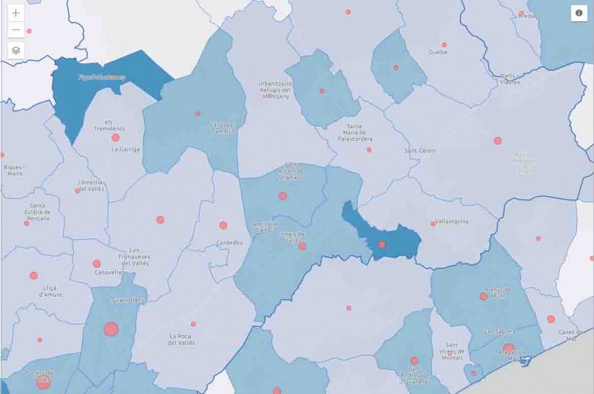 Mapa interactiu amb els casos positius i negatius de cada municipi