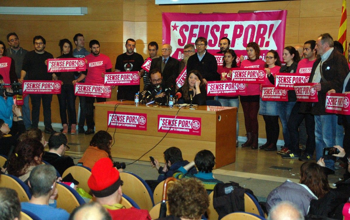 Roda de premsa de la CUP a Berga, després que Montse Venturós s'hagi negat a declarar.