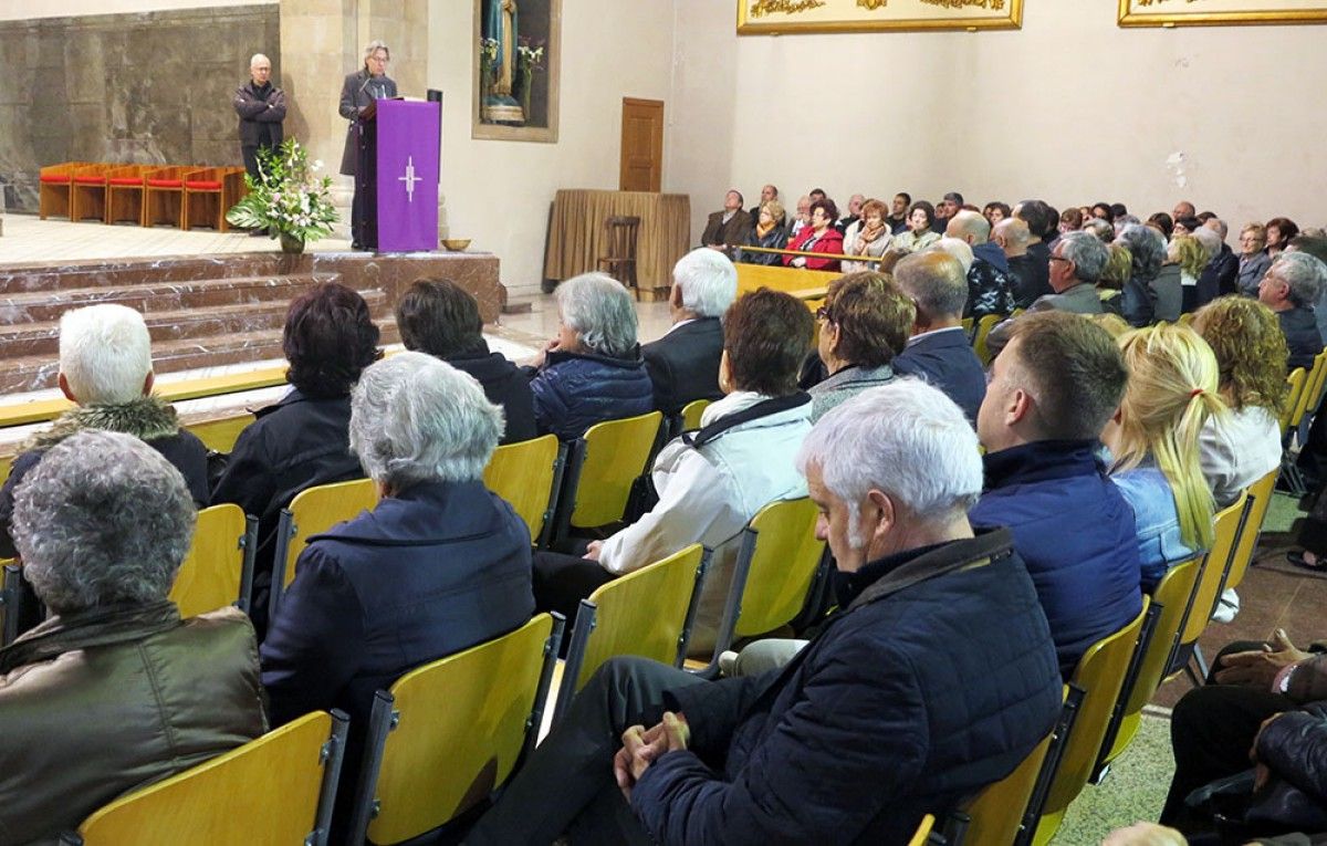 Xavier Gonzàlez-Costa en nom de La Farsa, al funeral de Montserrat Minoves
