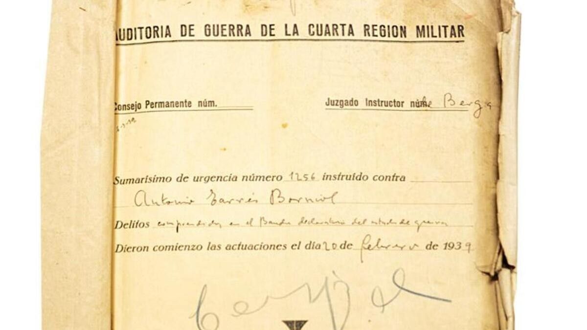 Un dels documents de la causa contra Antoni Tarrés Barniol recuperada per BeGI amb motiu de la moció