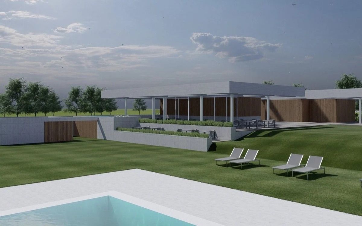 Imatge renderitzada del futur edifici de serveis de la piscina municipal de Gironella