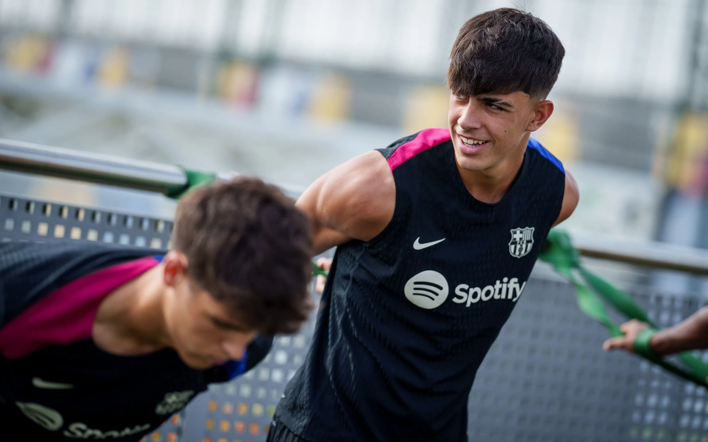 Marc Bernal en l'entrenament de recuperació posterior al partit contra l'Athletic