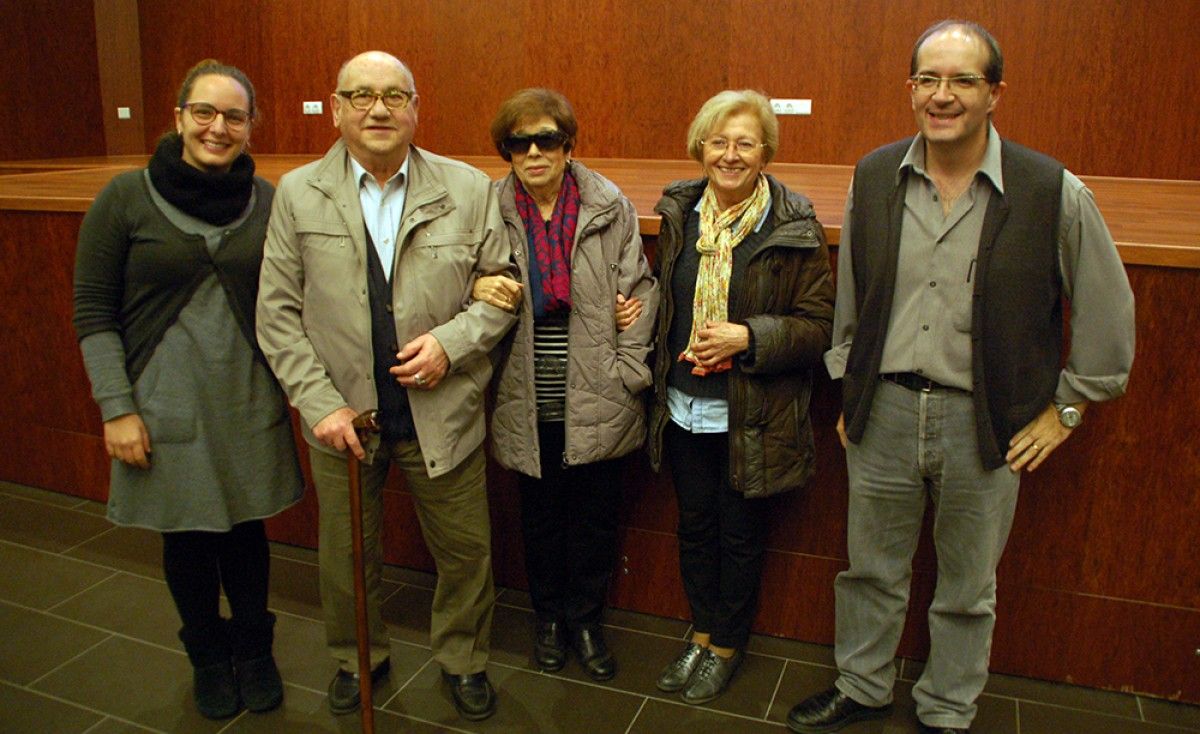 Jordi Camps i les germanes Camprubí, amb la regidora de Patum, Mònica Garcia, i el gerent del Patronat, Albert Rumbo
