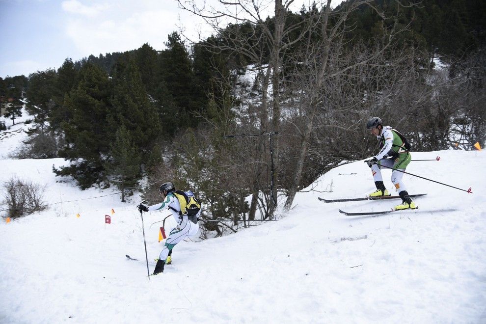 Dues persones practicant l'esquí