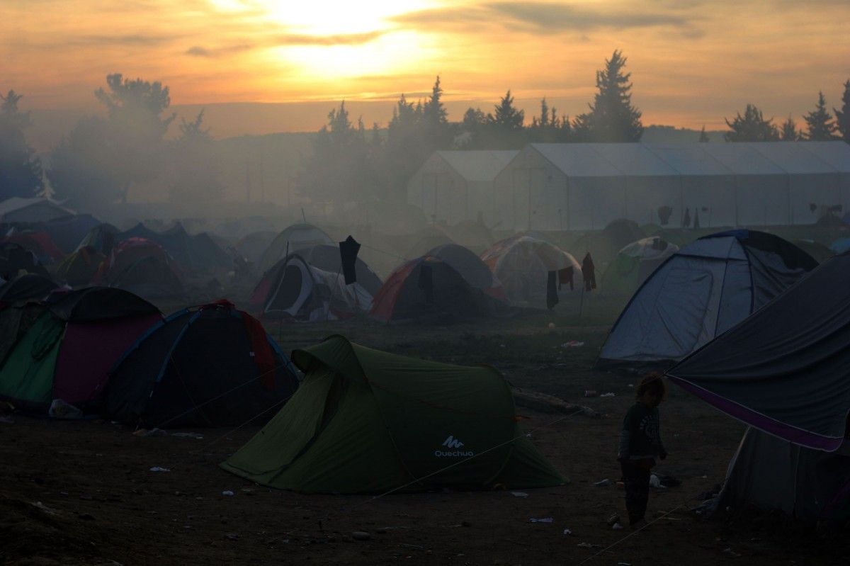 Vista del campament de refugiats i migrants a Eidomen, Grècia