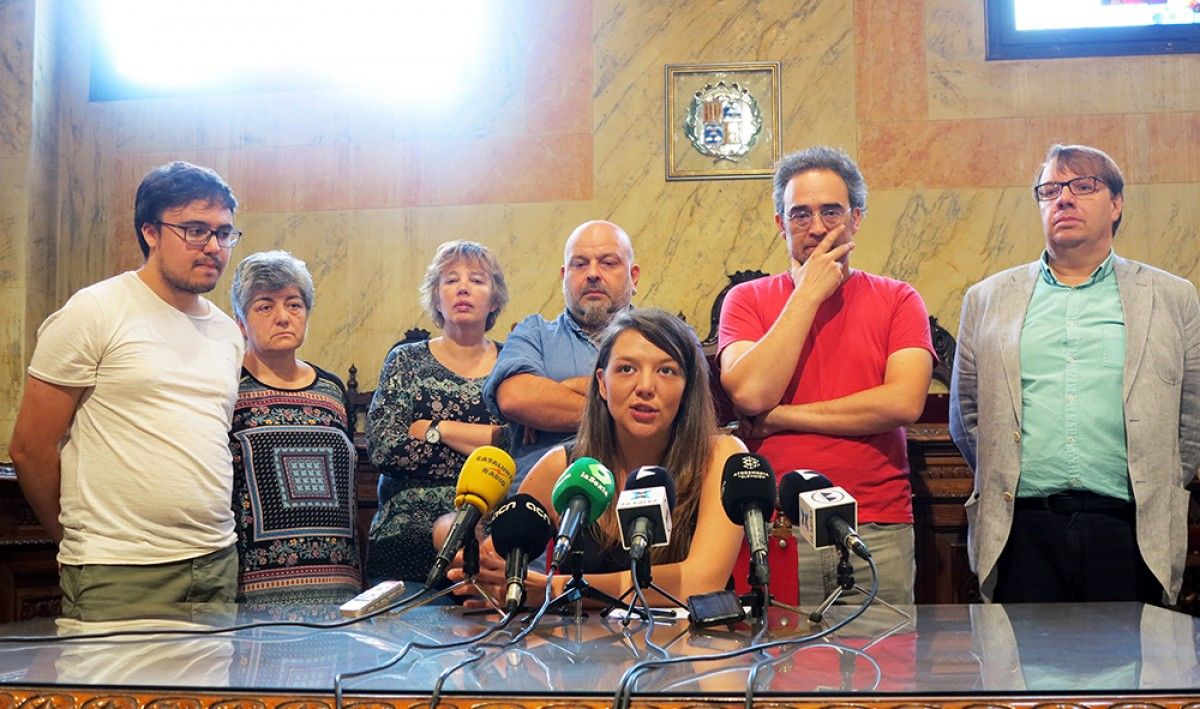 Roda de premsa de l'alcaldessa de Berga, Montse Venturós, després de decidir no anar a declarar davant la Fiscalia. 