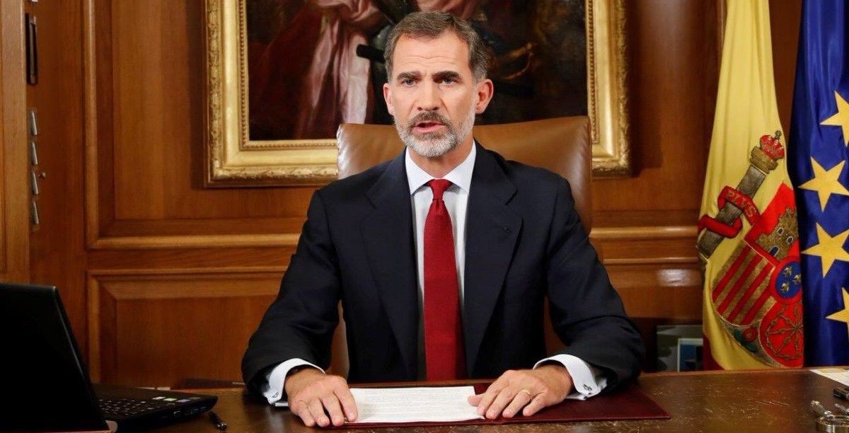 El rei d'Espanya, Felip VI, durant el discurs. 