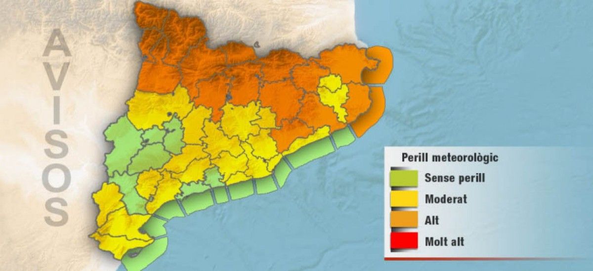 Mapa sobre el risc de vent a Catalunya. 