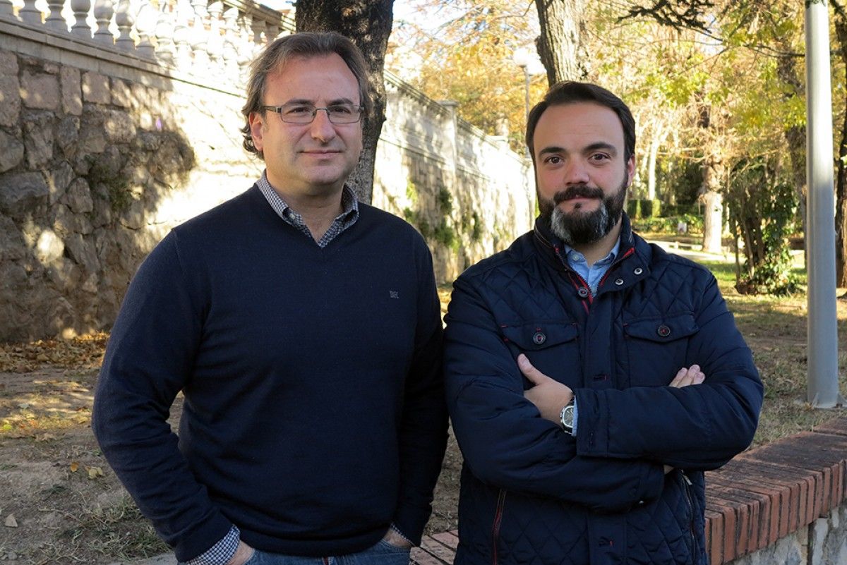 Alberto Villagrasa i Joan Antoni López Noguera, a la roda de premsa del PP al Berguedà. 