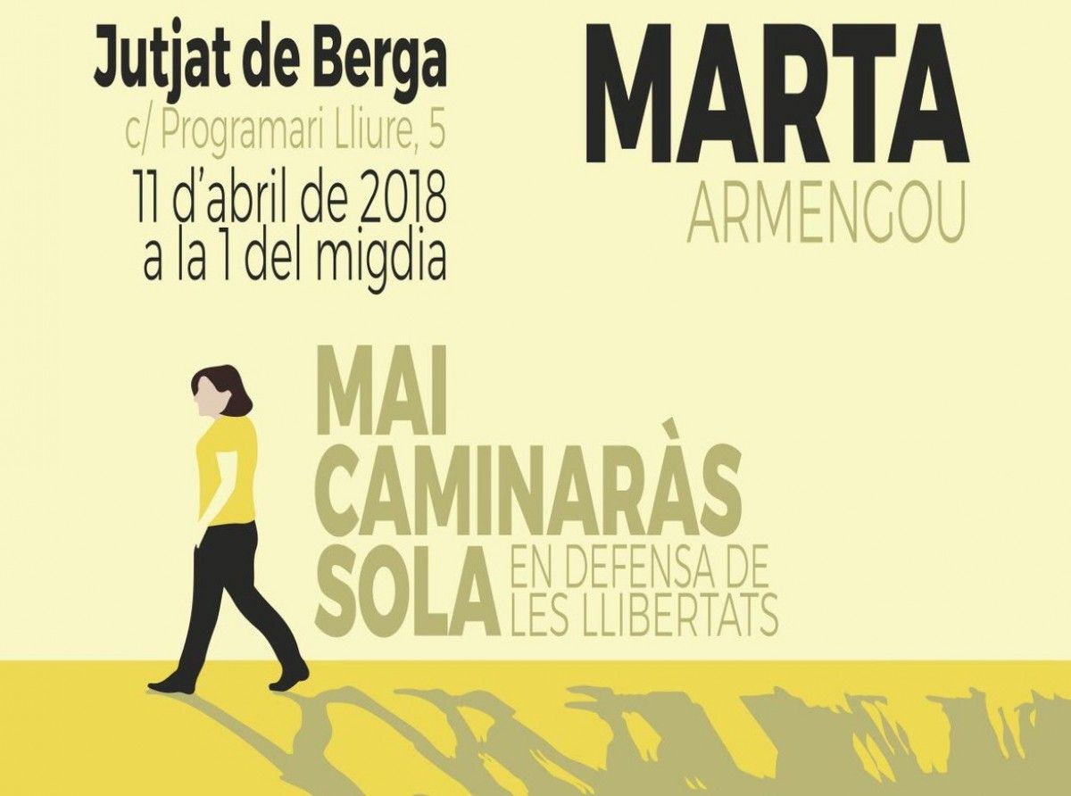 Cartell de suport a la professora berguedana Marta Armengou. 