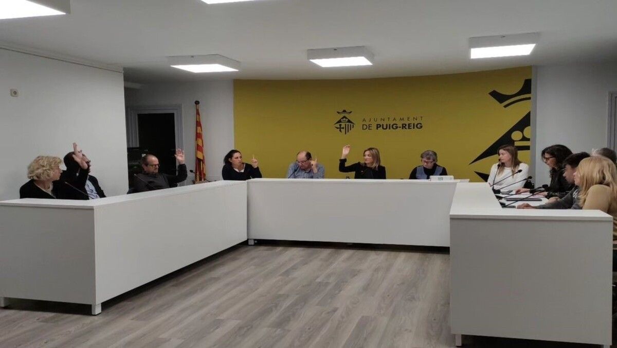 Un instant del ple extraordinari a l'Ajuntament de Puig-Reig