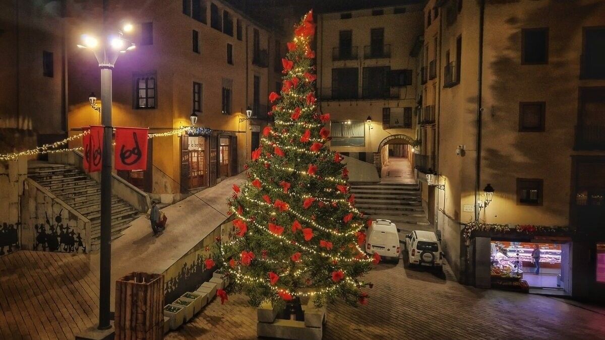 L'arbre de Nadal que presideix la plaça Sant Pere aquesta campanya