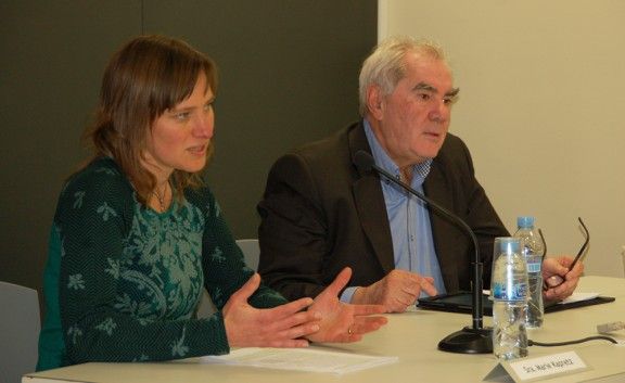 La regidora d'ERC a Cercs Marie Kapretz i l'eurodiputat de NECat Ernest Maragall