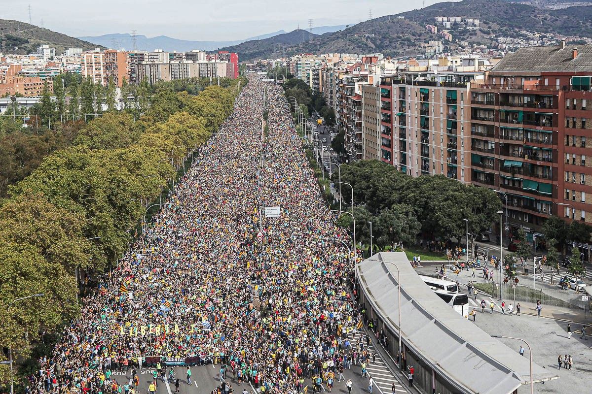 Aspecte de la Marxa per la Llibertat a Barcelona l'octubre de 2019