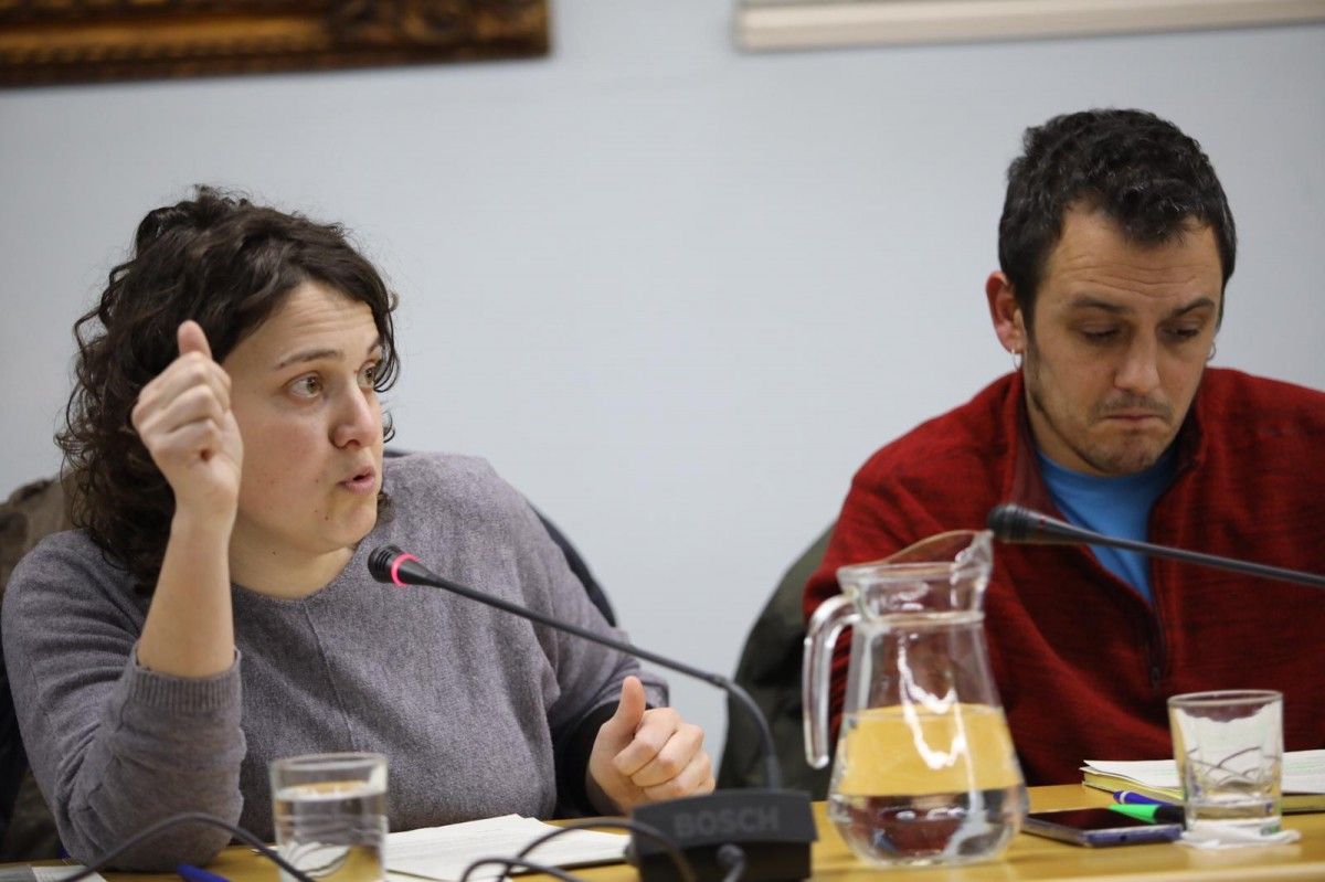 Adriana Roca, de la CUP Olot, va presentar la moció sobre el Pla d'habitatge en el ple d'aquest gener.