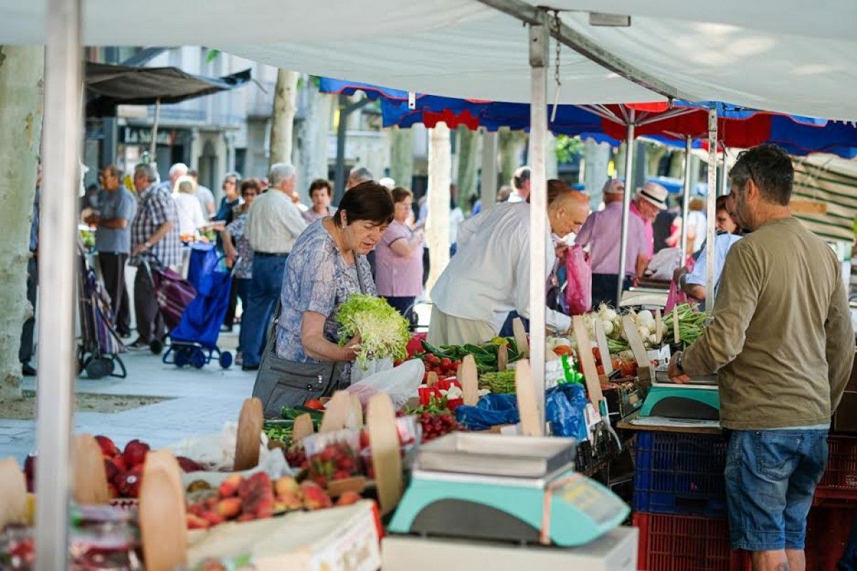 El mercat setmanal dels dilluns a Olot.