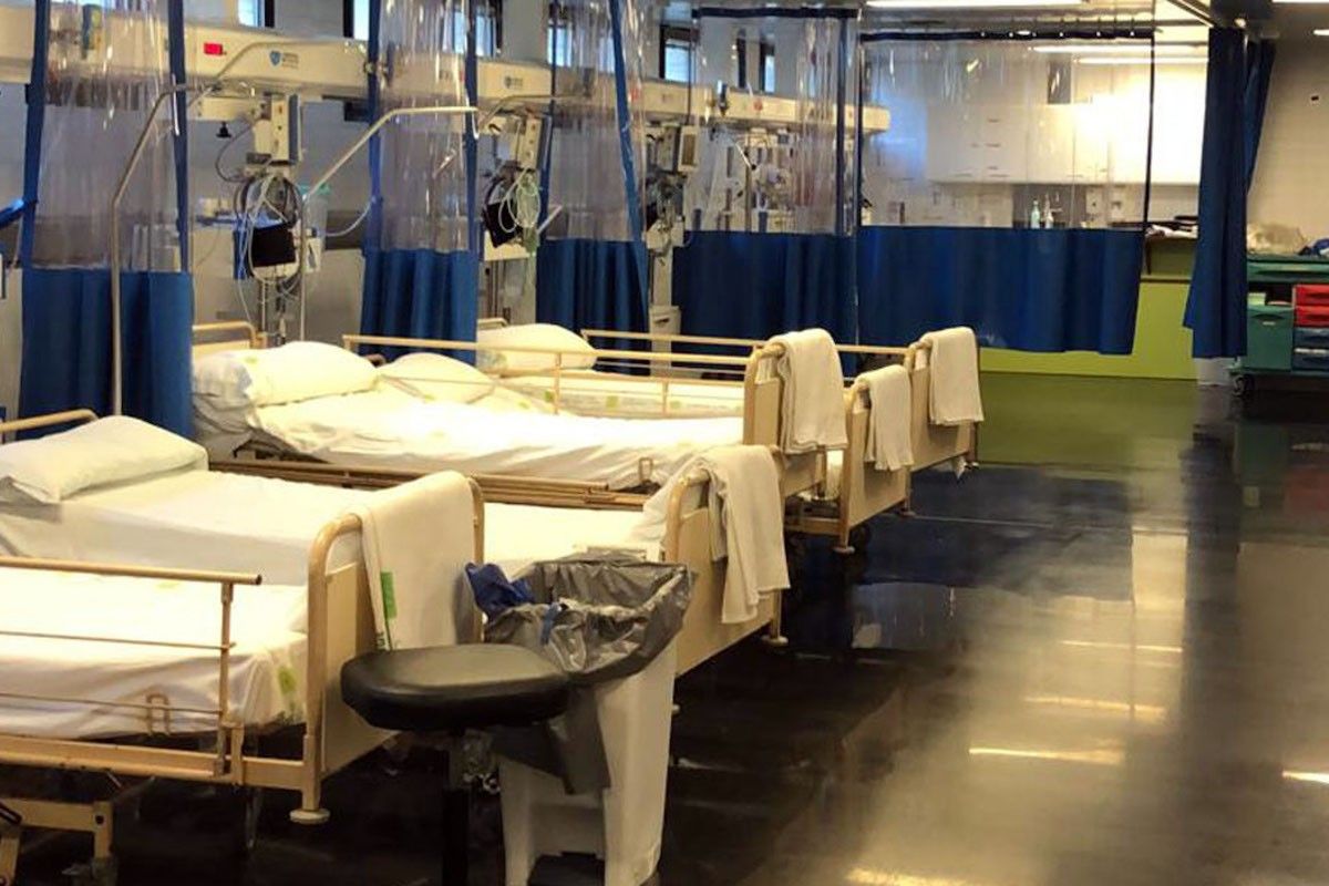 Pla general de llits de la zona per a pacients crítics amb coronavirus de l'hospital de Blanes.