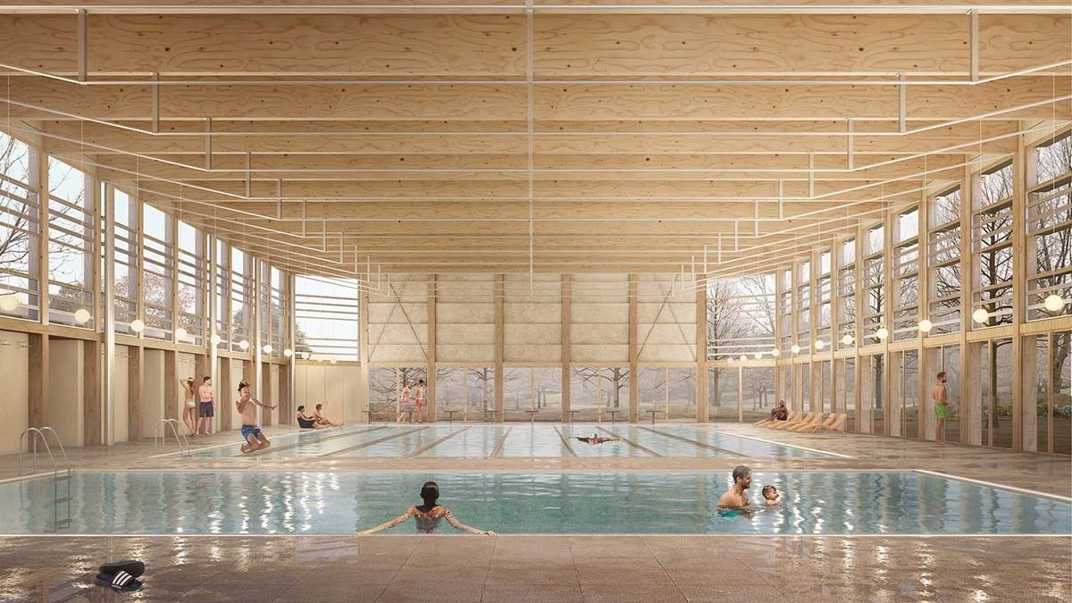 Recreació virtual de la nova piscina coberta d'Olot
