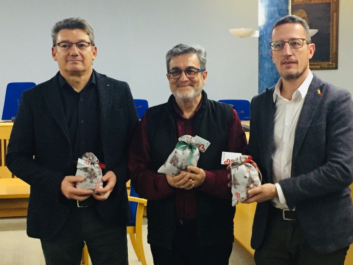 Estanis Vayreda,  Carles Oller i Lluís Vilanova van presentar el Solidarisac d'enguany.