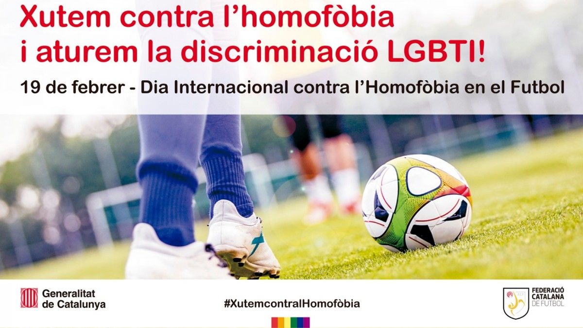 Cartell del Dia internacional contra l'homofòbia en el futbol.