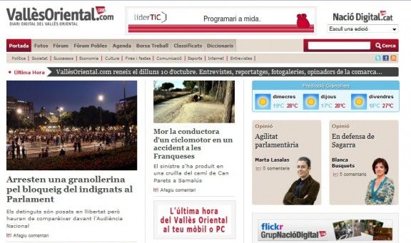 Portada de VallèsOriental.com, el diari digital del Vallès Oriental.