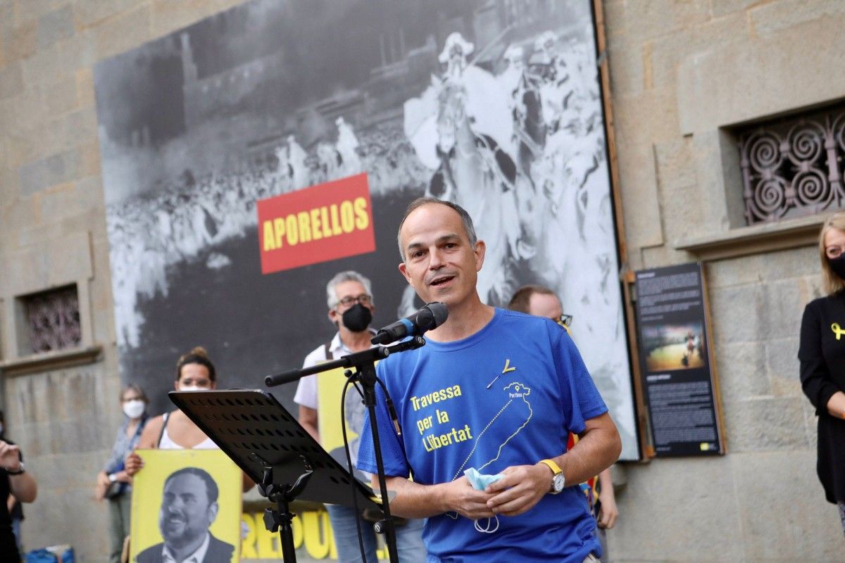 Jordi Turull durant la rebuda de la Trvessa per la Llibertat a Olot.