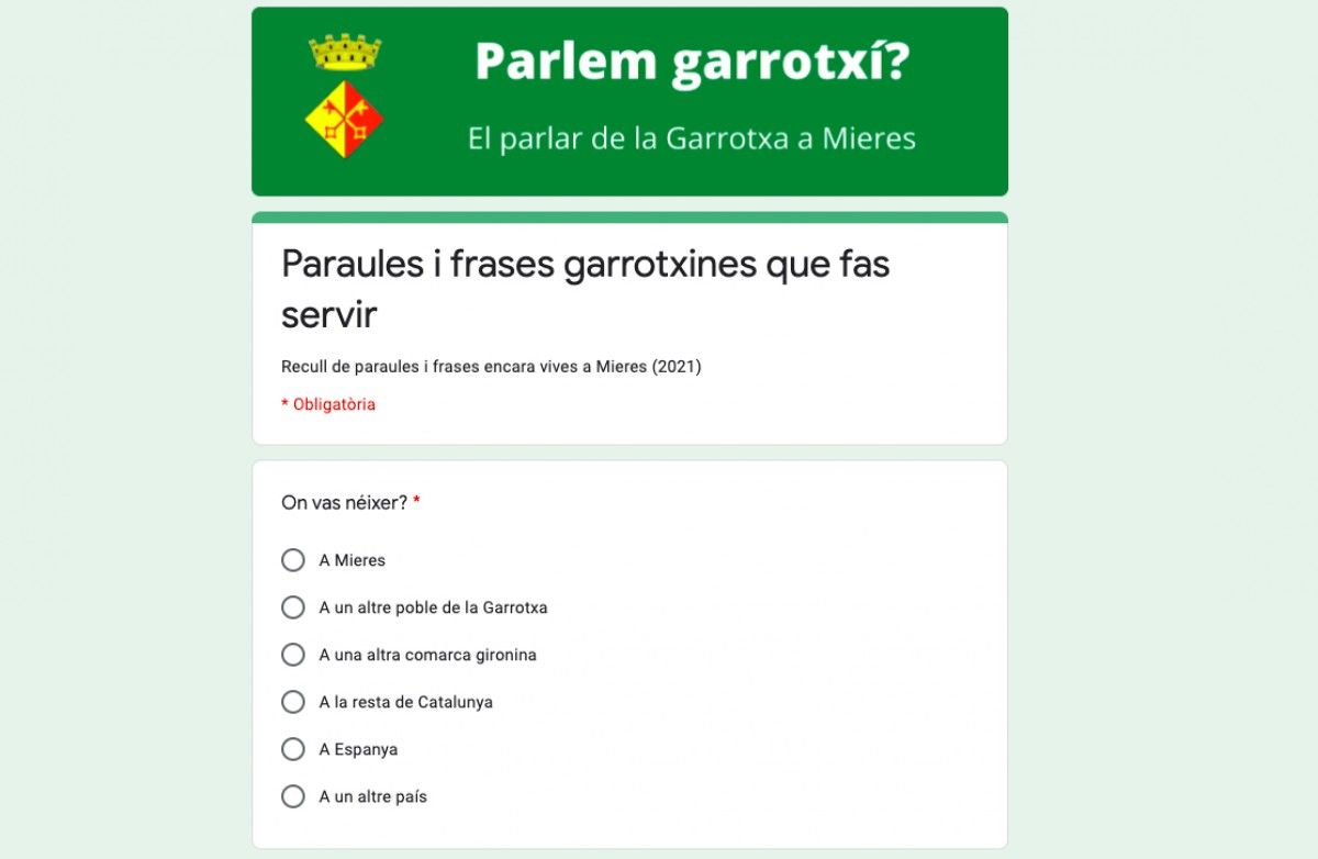 L'enquesta sobre l'ús del garrotxí a Mieres es pot respondre de forma anònima.