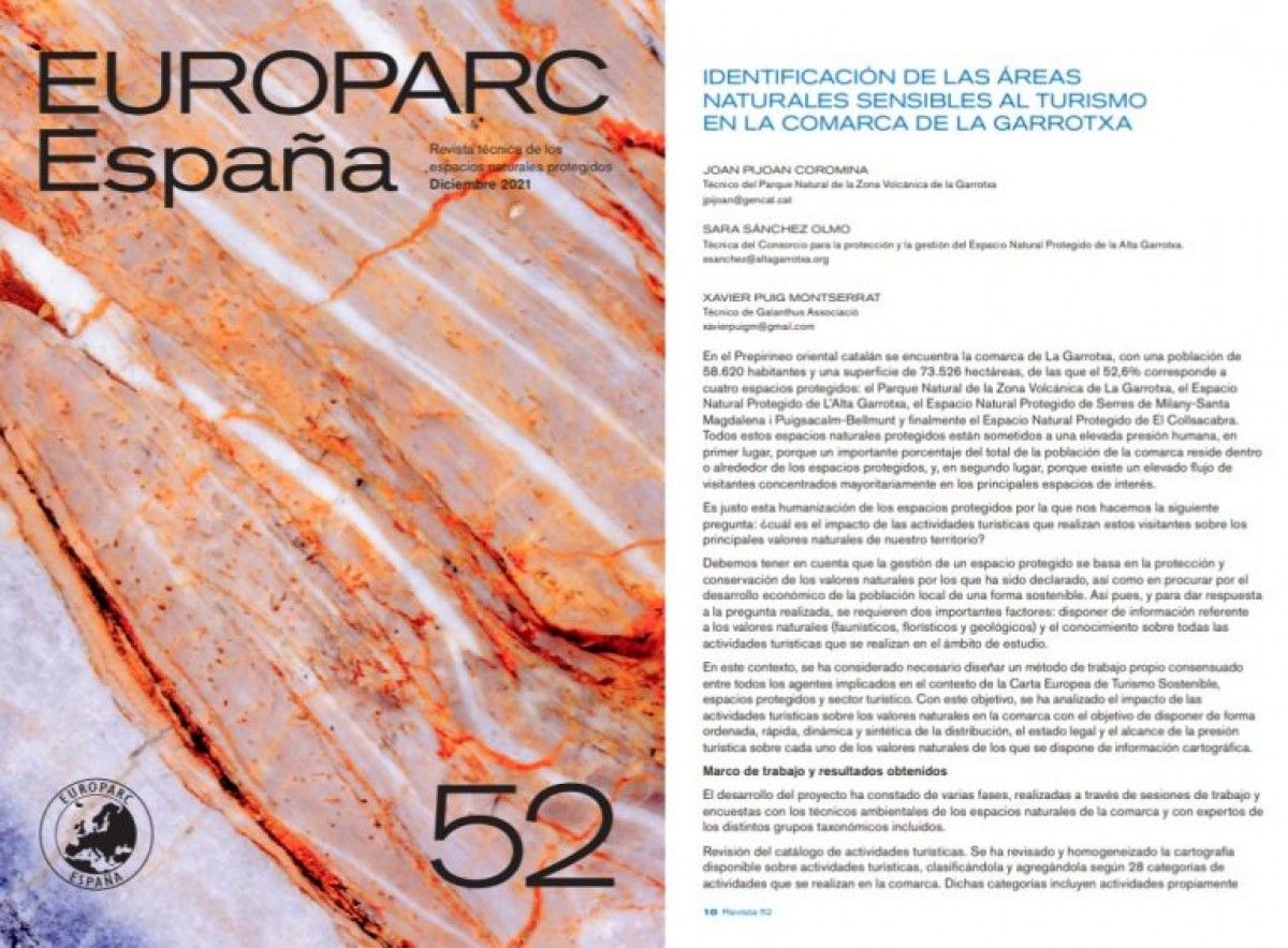 Imatge de l'article publicat a la revista «Europarc España».