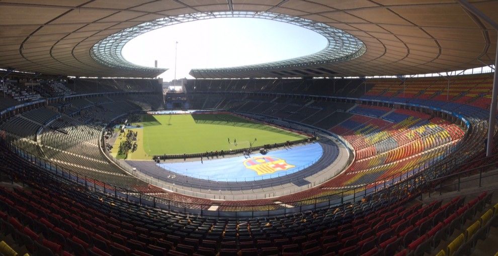 Olympiastadion, des de la zona d'aficionats del Barça.