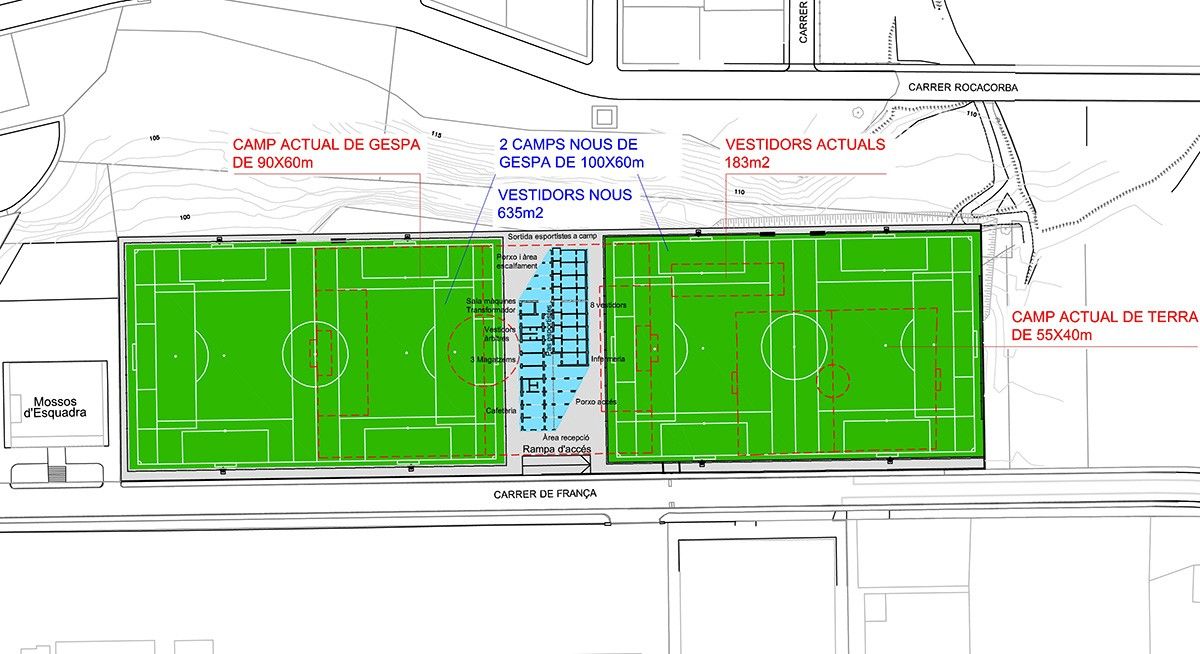 Plànols dels nous camps de futbol del Morrot